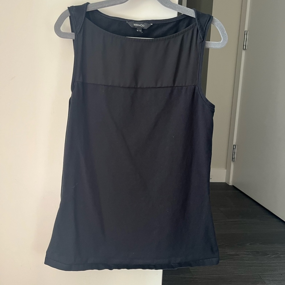 RW&Co. Black Duo Tone Sleeveless Tank Top - XS